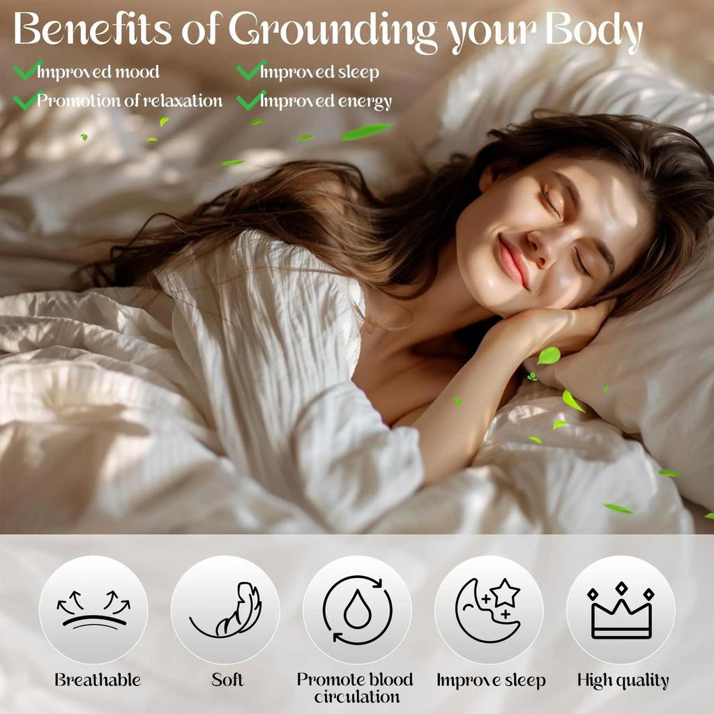 Дышащий заземляющий коврик 27 дюймов × 76 дюймов для кровати, заземляющий коврик для сна, противоскользящий заземляющий матрас из искусственной кожи с заземляющим шнуром