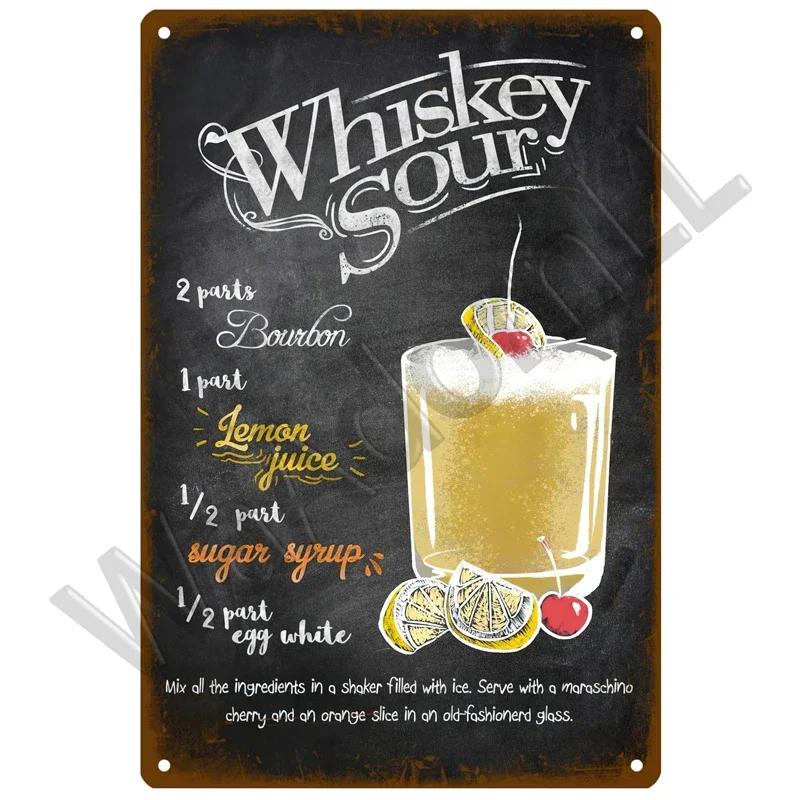 Metal Sign Vintage Tin Signs Retro Decorations Gin & Tonic Cocktail Plate Decorative Poster Plaque Bar Kitchen Home Wall Decor