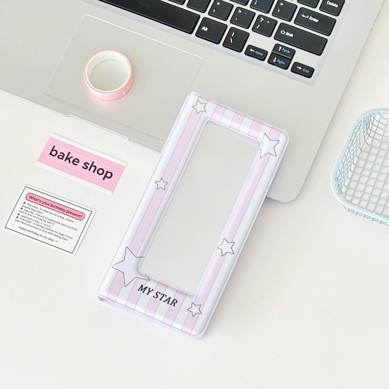 Альбом-биндер для фотокарточек с узором звезд, мини-портативный мультяшный держатель для фотокарточек для коллекции