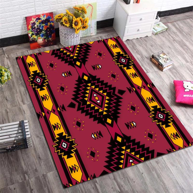 Vintage Tribal Geometric Print Area Rug, Non-Slip Soft Floor Mat for Living Room Bedroom Ethnic Home Decor Carpet