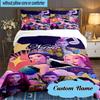 Custom Name 3PCS Fantasy Night Trio K-Pop Bedding Set Including 1pc Duvet Cover And 2pcs Pillowcases for Bedroom, Dormitory Gift Home Decor