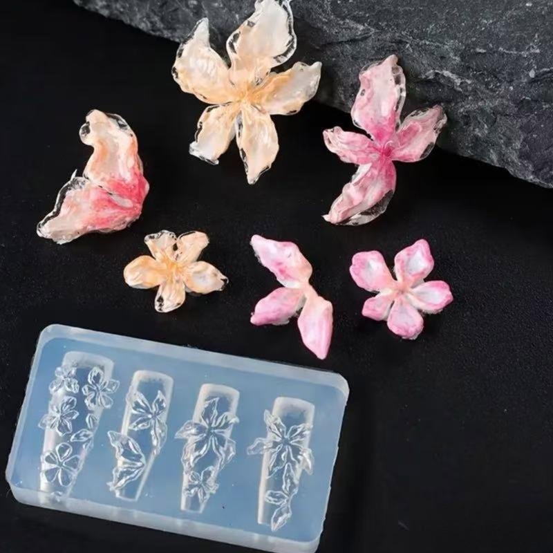 Pack of 3 Silicone Nails Embellishment Molds Flower Shape Small Accessories Crafting Mold for Beauty Enthusiasts Present