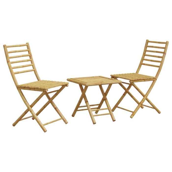 VidaXL Ensemble de bistro 3 pcs bambou, ensemble de bistro de jardin, ensemble de balcon, ensemble de meubles d'extérieur 3278524