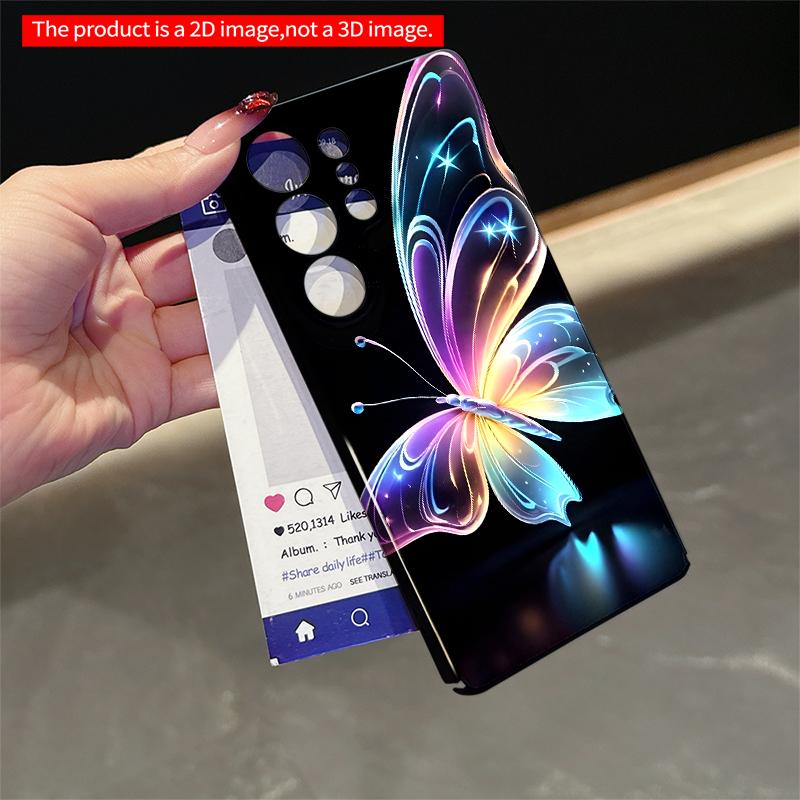 2DFlat Samsung phone case Rainbow Butterfly Glow Phone Case Applicable to Galaxy S23 S24 S25ULTRA S26 A12 A14 A15 A16 A54 A55