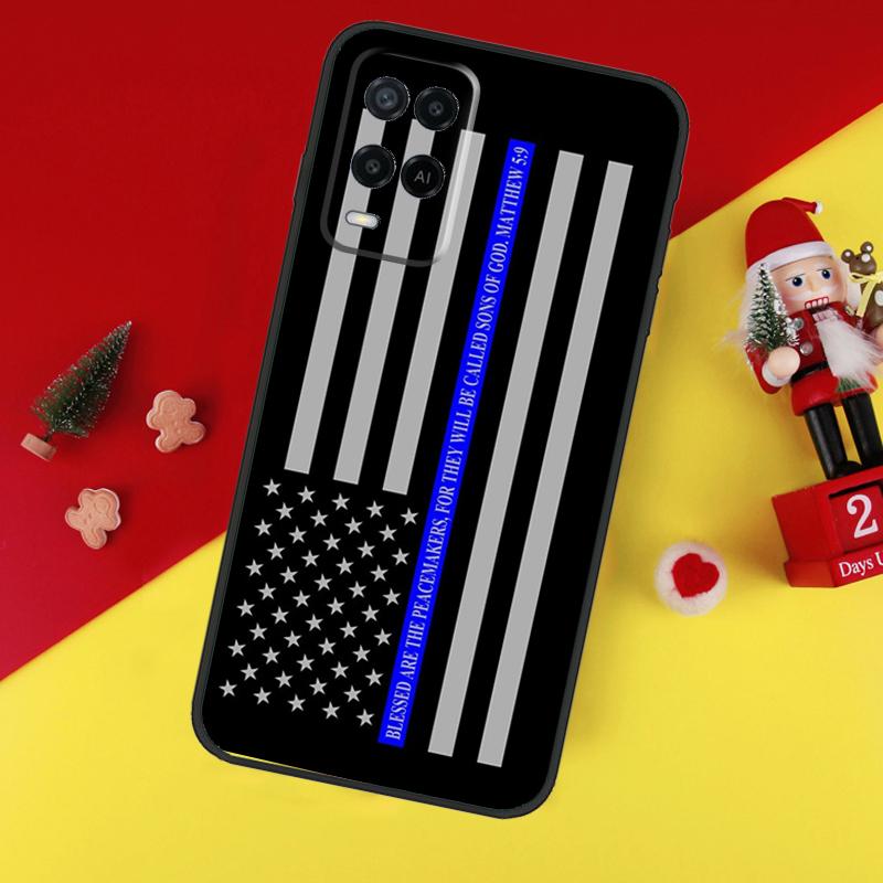 Тонкий чехол-флаг 'Синяя линия' в полицейском стиле для Oppo A94 A74 A54 A60 A40 A80 A16 A76 A96 A98 A58 A78 A18 A38 A57 A17 A15 A5 A6 Pro