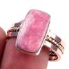Натуральный Родохрозит Драгоценный Камень 925 Стерлинговое Серебро Двухцветное Кольцо Размер 10 j9o84