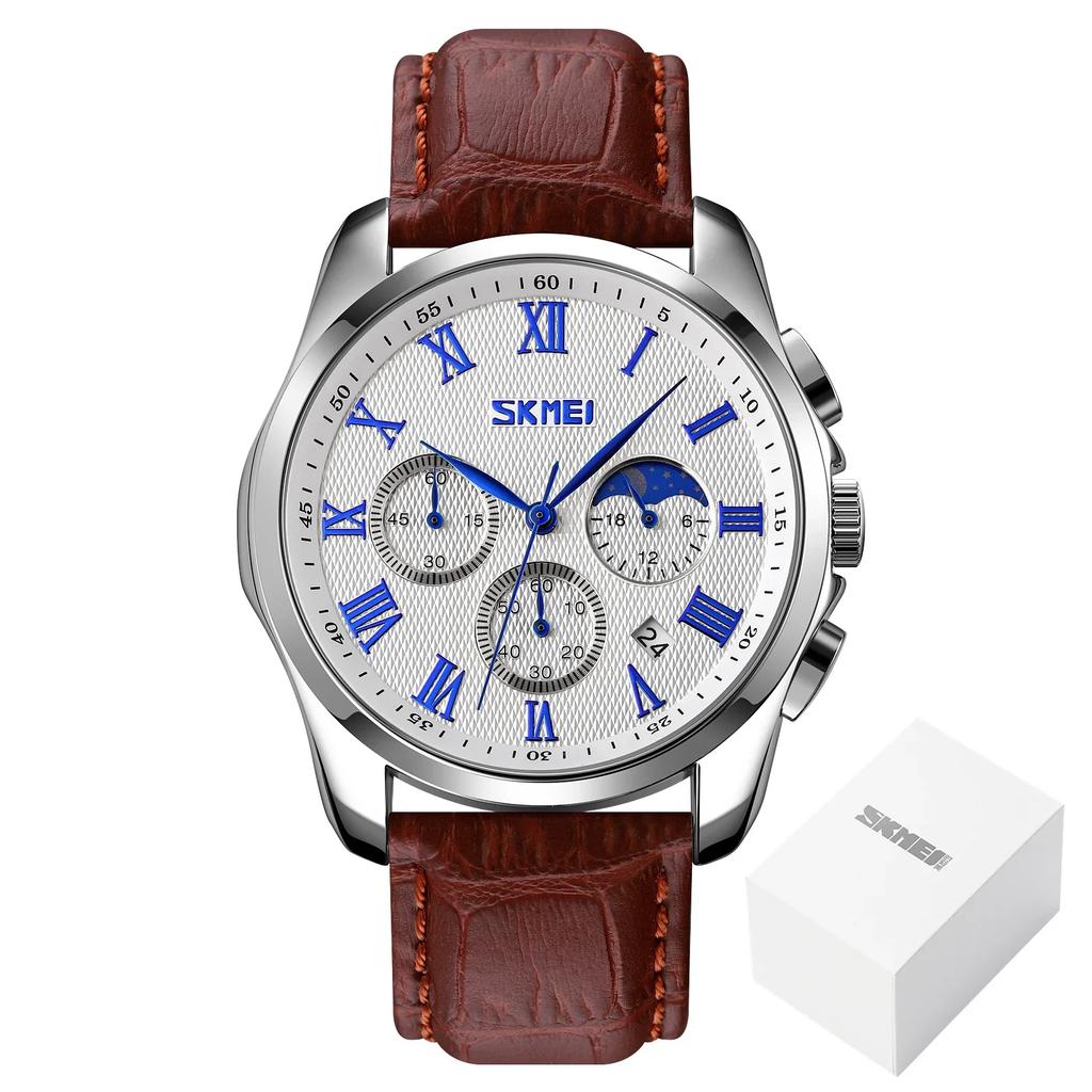 Skmei Casual Quartz Wristwatches Waterproof Stopwatch Date Clock Male Montre Homme Creative Moon Phase Sport Mens Watches 9260