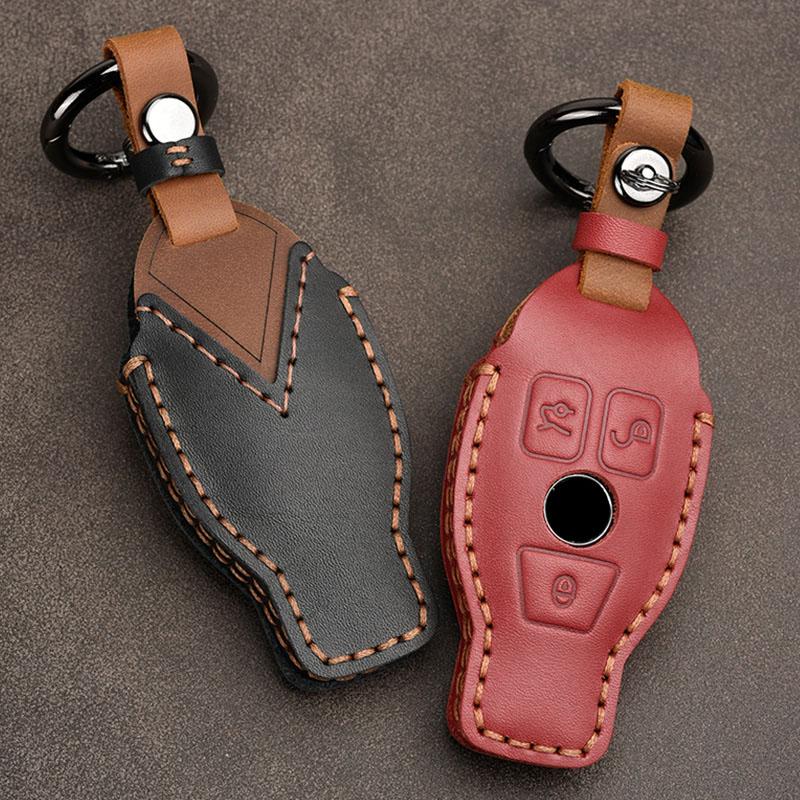 Leather Car Key Case Cover For Mercedes Benz W211 W204 A B R G Class GLK GLA GLC GLR W210 W176 W202 W463 Accessories Protector