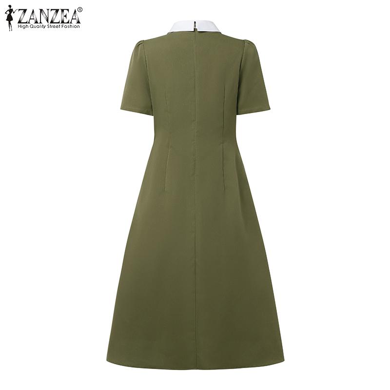 ZANZEA Женское летнее повседневное элегантное платье с коротким рукавом