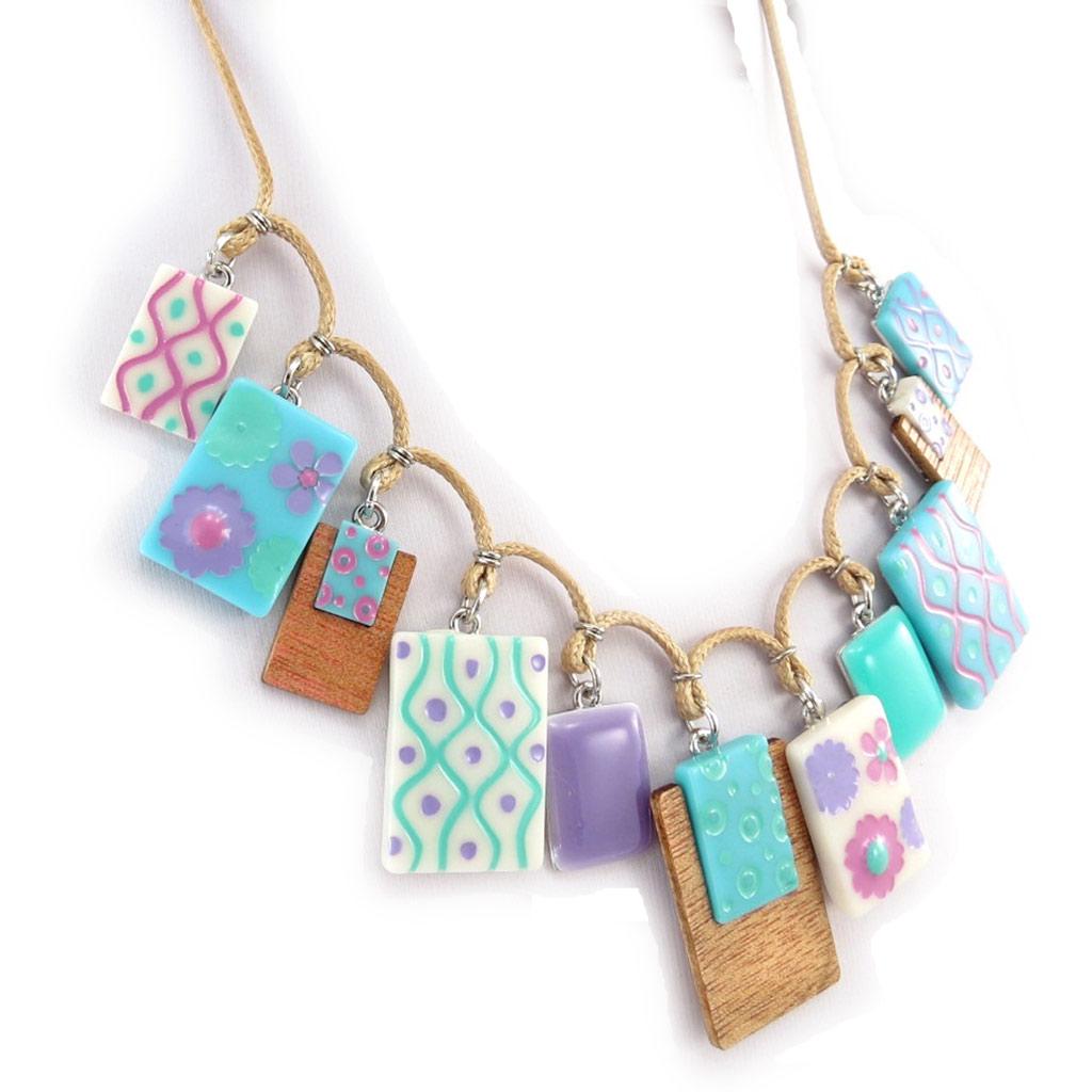 NOA [K0187] - Дизайнерское колье 'Bora Bora' бирюзово-лиловый