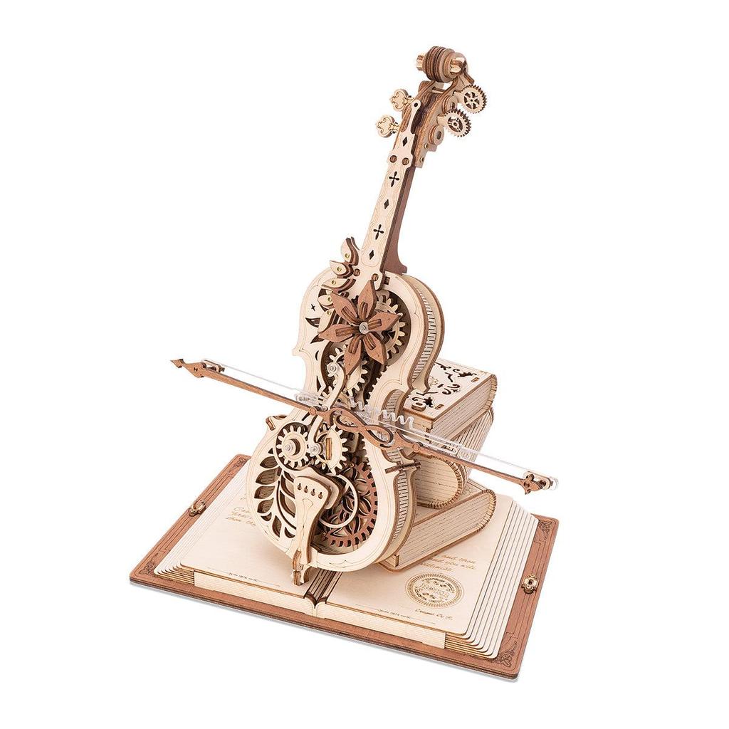 ROBOTIME AMK63 Magic Cello Adults 3D Puzzles -3D Wooden Puzzles for Adults - Wooden Music Box Puzzle to Build - Unique Music Gift Hobby Kits