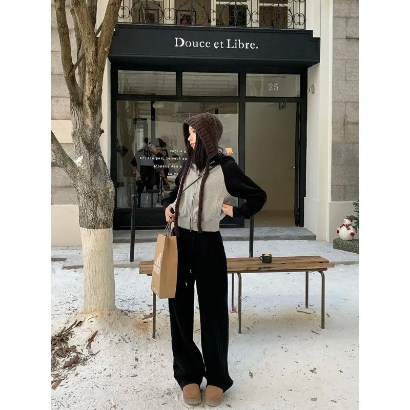 Винтажные мешковатые серые спортивные штаны для бега, женские спортивные штаны большого размера Y2k, повседневные корейские модные прямые брюки