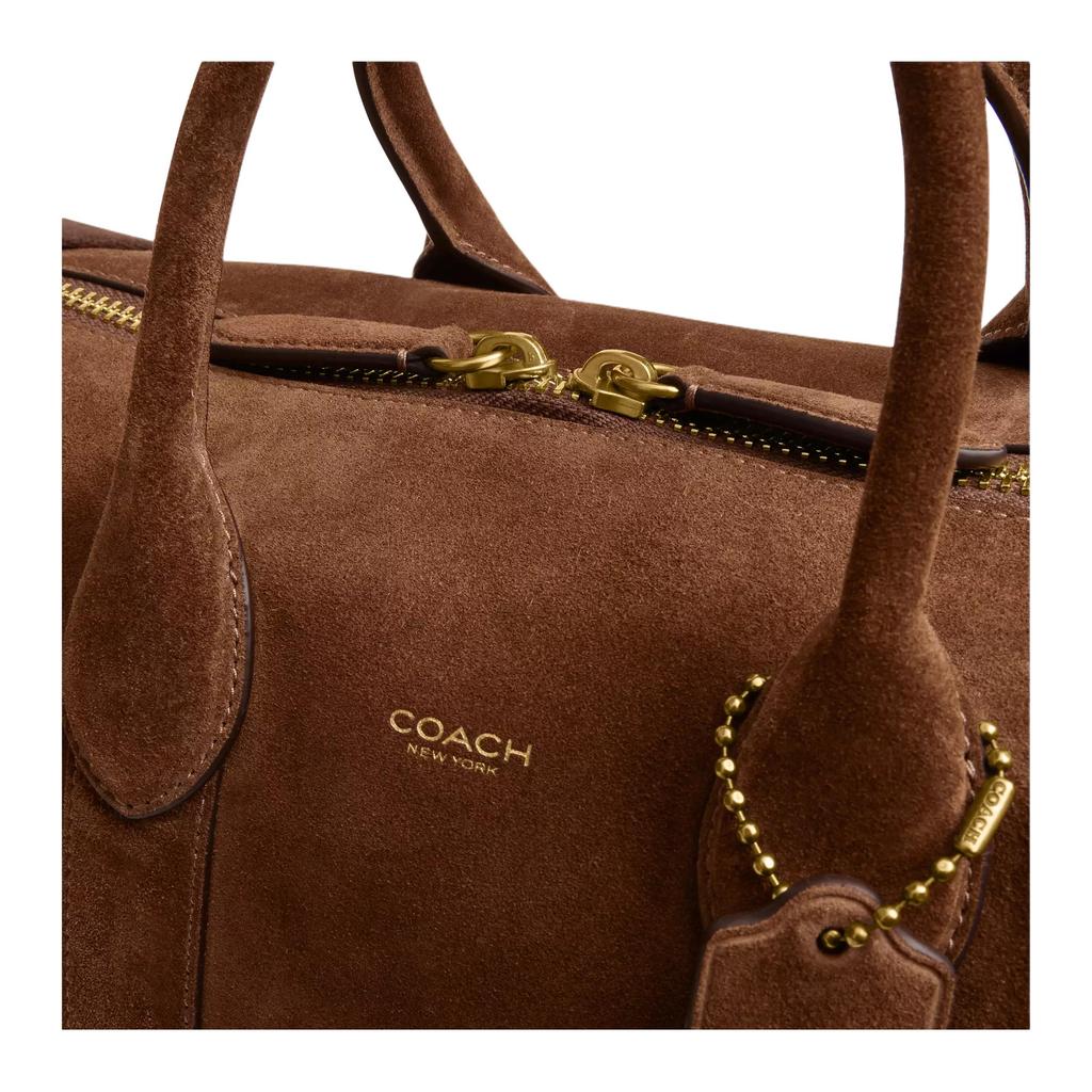 Coach Compass 35 Adjustable Detachable Shoulder Strap Zipper Closure Suede Texture Leather Tote Bag Large Unisex Tote Bag Warm-Brown CCW80-WBR
