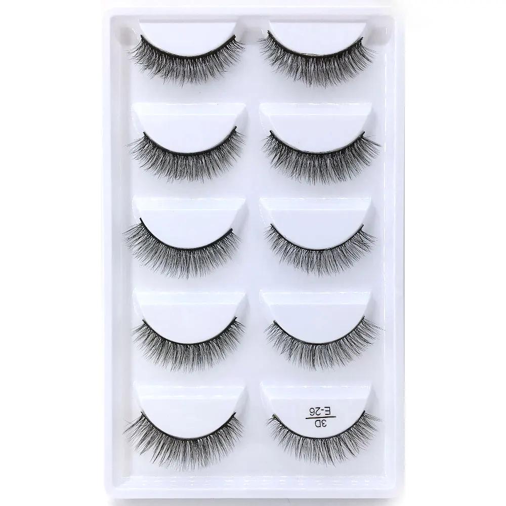 AMSNCN NEW 5Pair 100% Real 3D Mink Lashes Soft Natural False Eyelashes Makeup Long Eye Lashes Eyelash Extension CiliosH13mini
