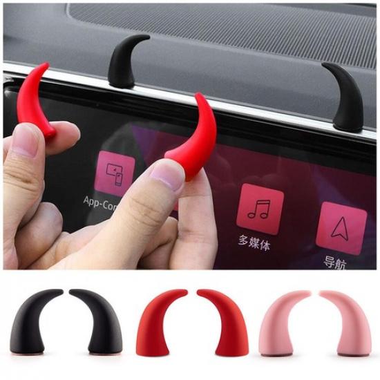 2x Car Steering Wheel Devil's Corner Decoration Small Devil Horn Dashboard Decor