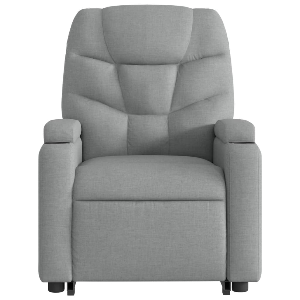 Massage Recliner with Rising Assistance Light Grey Fabric