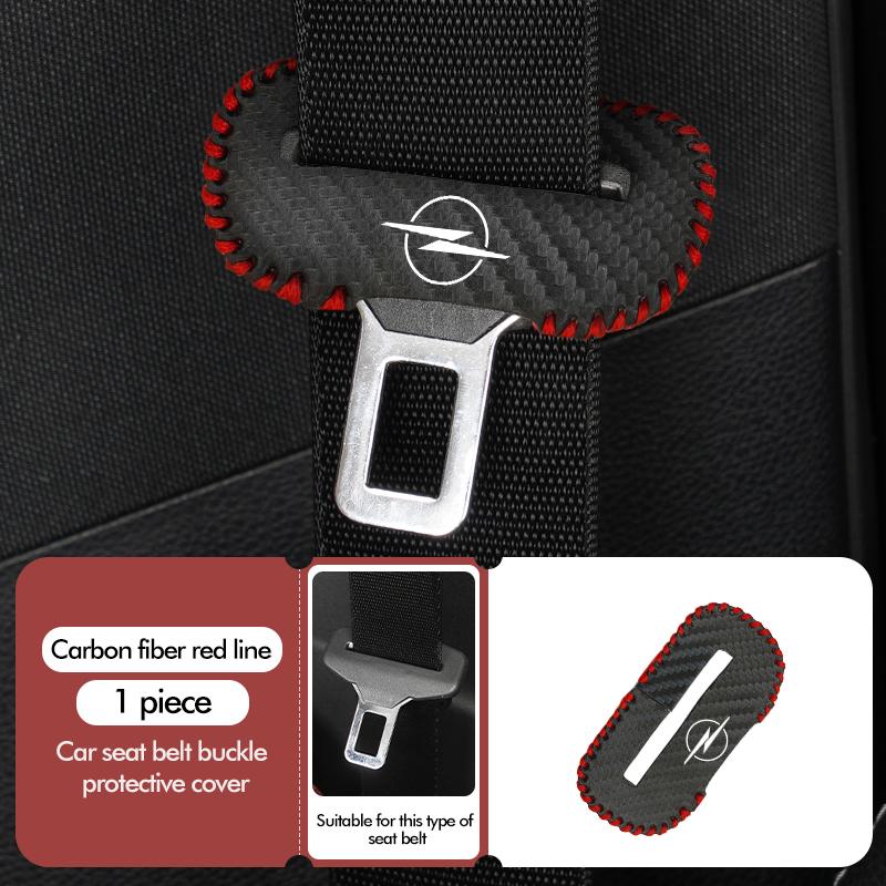 BBGM8 For Opel Car Seat Belt Buckle Plug Leather Protective Cover Meriva Mokka Grandland Vectra Zafira Vivaro Antara