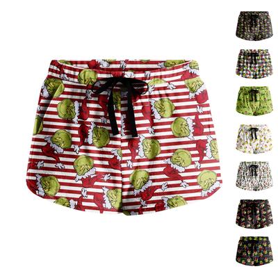 Женские мягкие эластичные фланелевые короткие брюки для пижамы с боковым карманом на кулиске, повседневные мягкие пижамные брюки