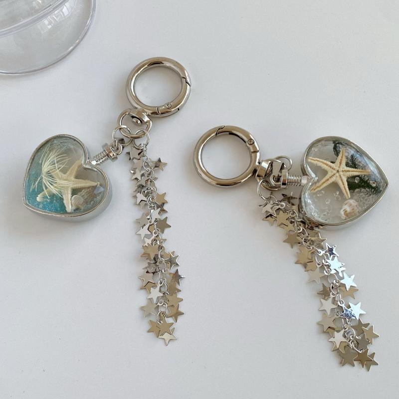 Стиль Y2K Летний Океан Сердце Брелок Ins Стиль Эстетичный Брелок Милый Девичий Ключ Корд Модный Подвеска для Сумки Подарки