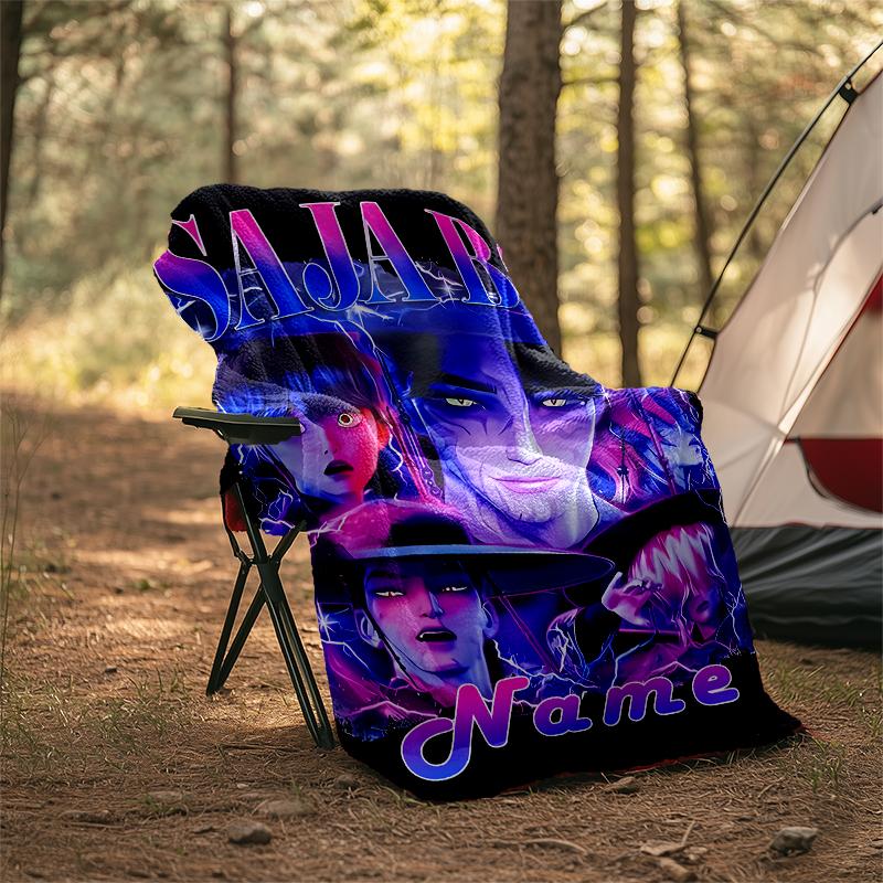 Personalized Custom Name Blanket - Kpop Demon Hunters Print Design,Blanket for Sofa,Bed,Travel,Camping - Soft and Warm, Great Gift