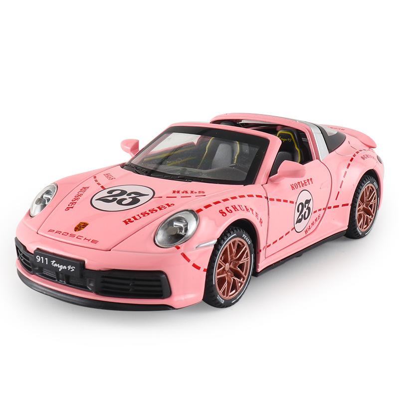 Масштаб 1/32 Targa 4S 911, литая под давлением модель автомобиля, игрушечный автомобиль с откатным механизмом, звуком и светом для детей, коллекция подарков для мальчиков и девочек