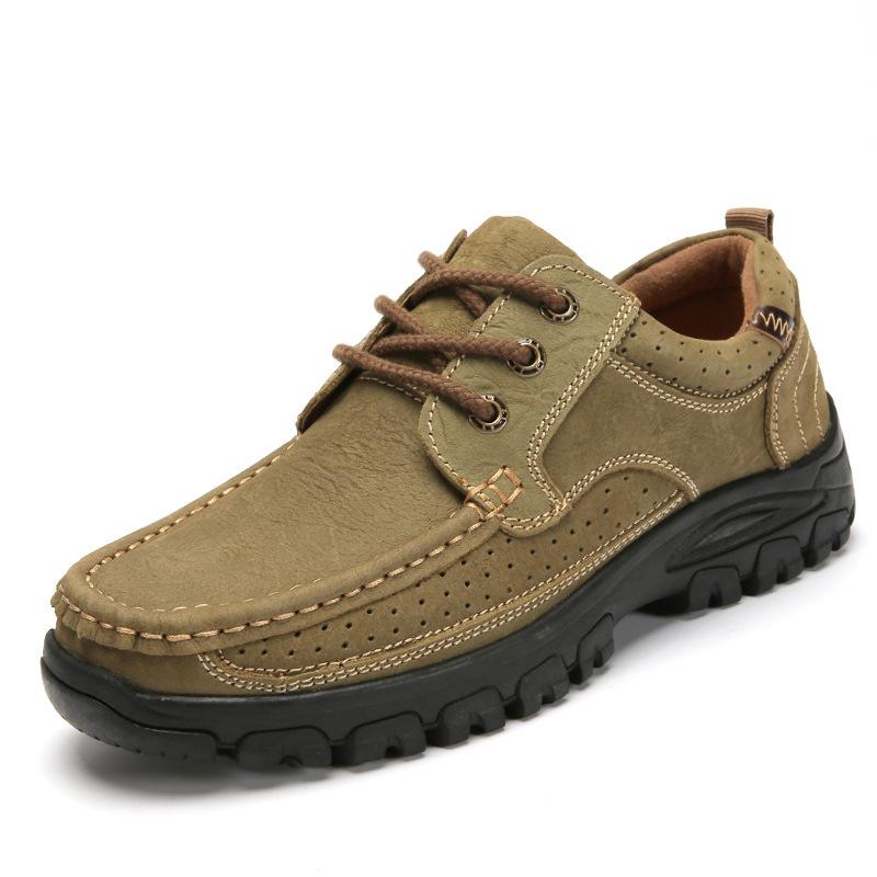 Новые мужские туфли Four Seasons Daily Outdoor Casual Shoes First Layer Cowhide Leather Leather Non-Slip Work Shoes