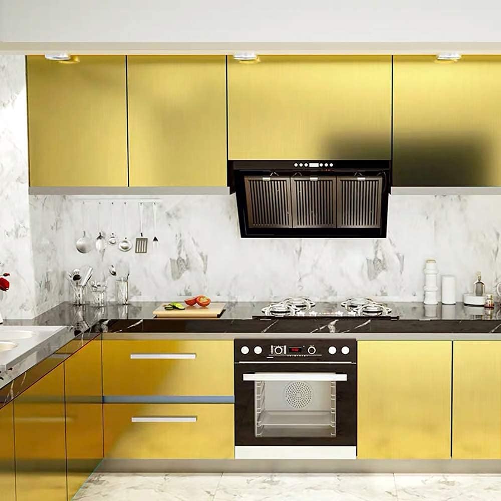 Металлический стиль Обои Декоративная самоклеящаяся пленка Матовый серебристый/золотистый Контактная бумага ПВХ Водонепроницаемая Наклейка для бытовой техники DIY