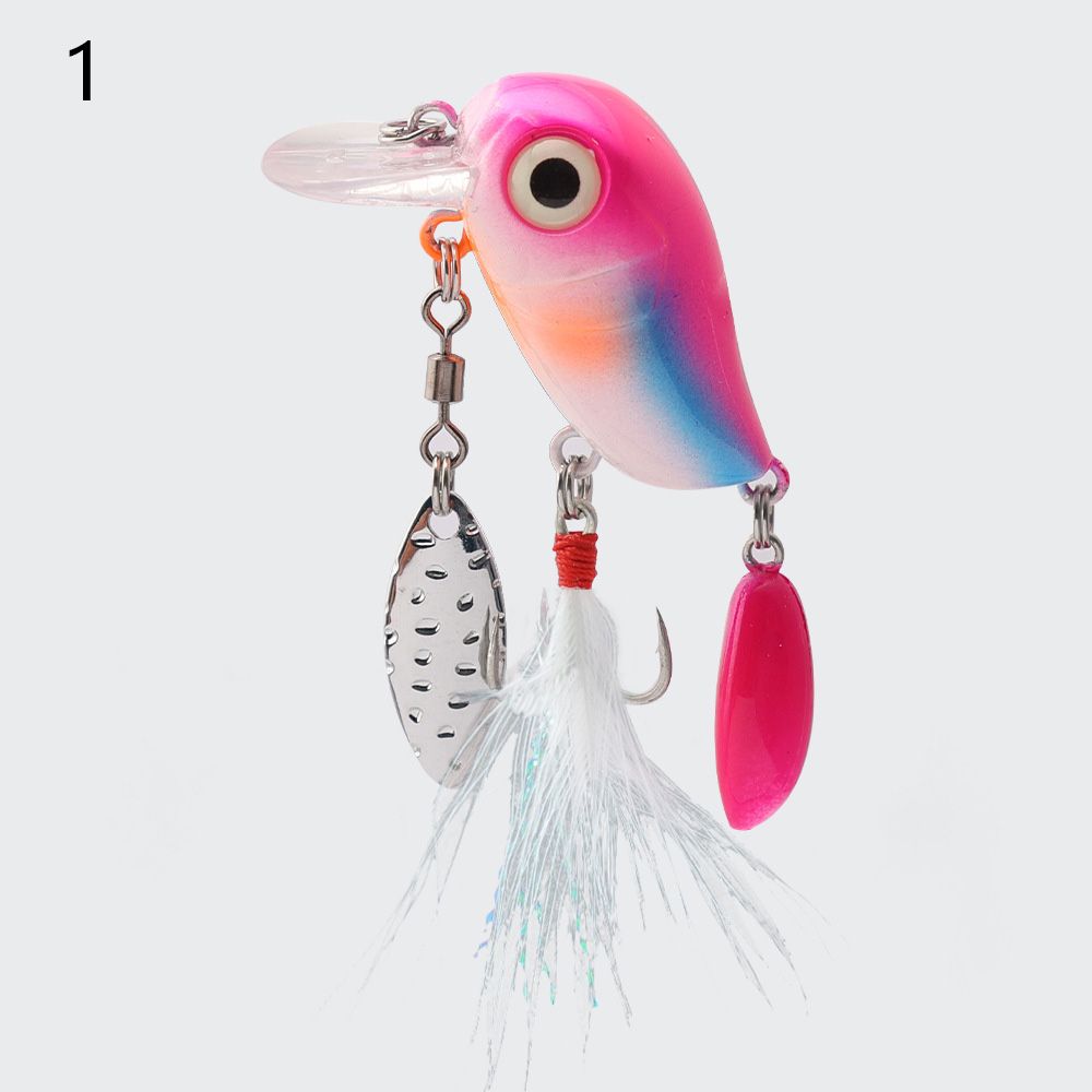 Hot Durable Sequins 3.8cm 5g Crank Bait Treble Hook Rotating Spinner Spoon Fishing Lure