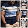 Men's Summer Fashion Striped Print Casual Short Sleeve T-shirt Men