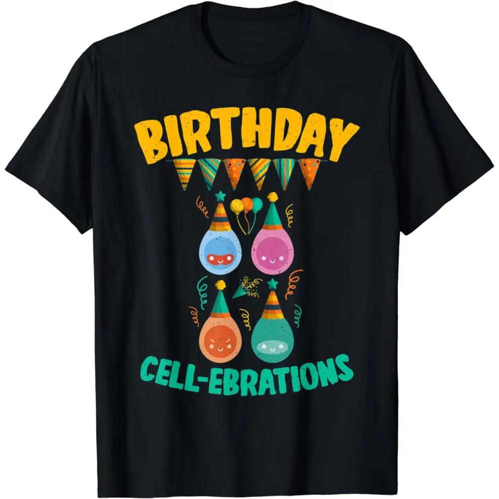 Graphic Birthday Gift Cell Ebrations Funny Science Teacher T-Shirt Men Clothing Streetwear Graphic T Shirts Harajuku