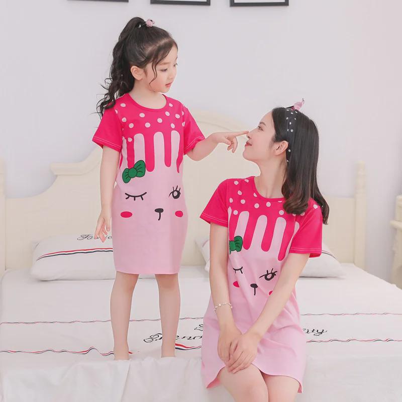 «Ночная рубашка принцессы из хлопка для девочек — летняя пижама с коротким рукавом»