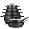 Batterie De Cuisine Induction 12 Pièces Aluminium Fonte 4 Casseroles 2 Poêles Briebe MGK1219 Noir 04469