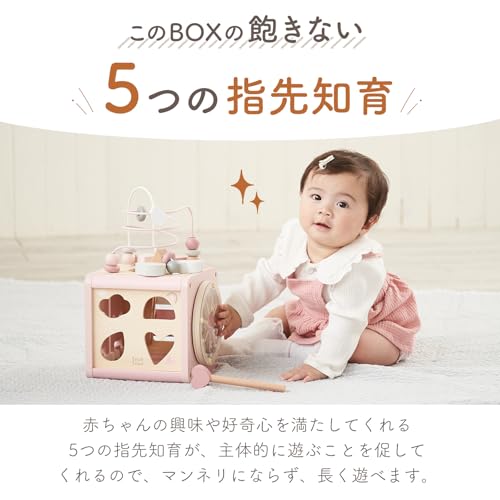 Edute LabelLabel Activity Cube, an educational toy for fingertip play, spatial awareness, and brain training. Includes looping and shape matching. Per