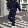 Mens Casual Velvet Tracksuit Set Paris Print Hoodie Sweatshirt Jogger Pants Fall Winter
