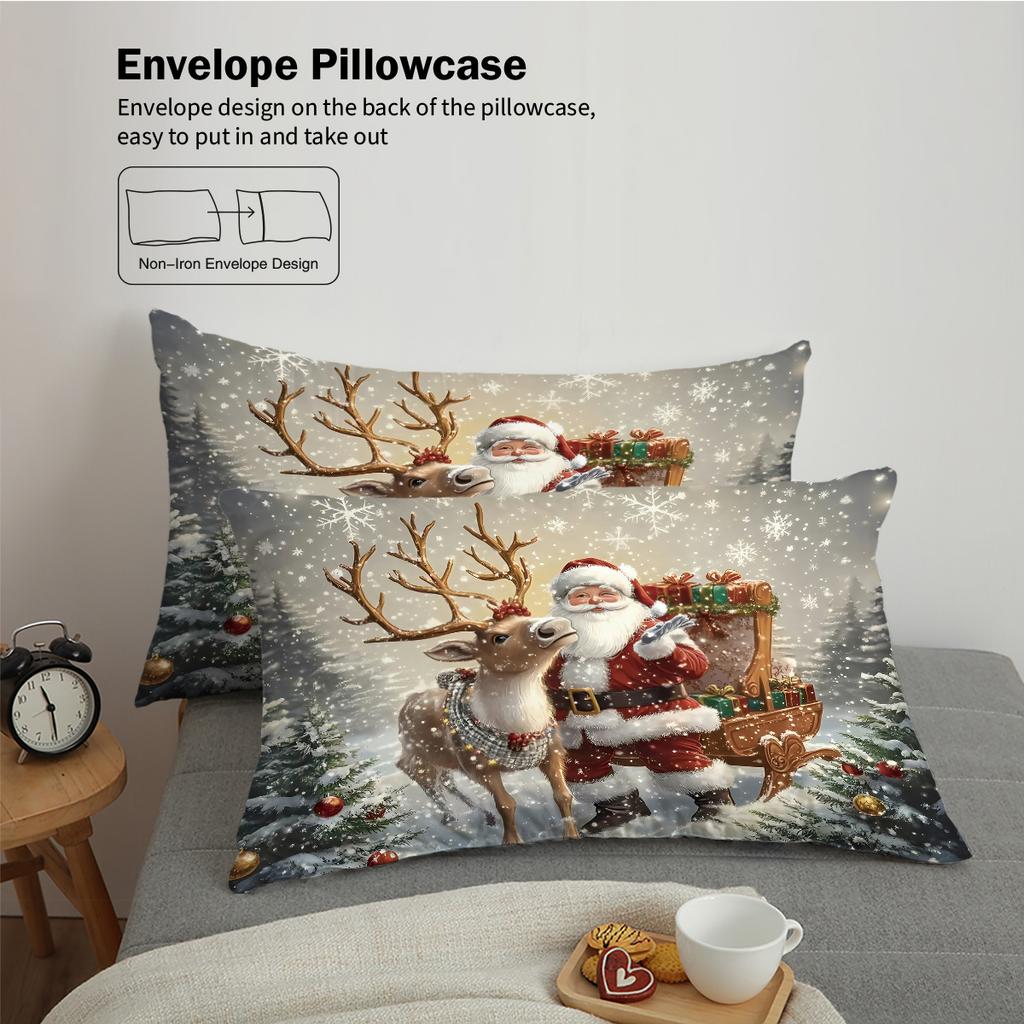 Santa Claus 3D Printed Bedding Set Cozy Duvet Cover Set King Queen Twin Single Size New Year Christmas Gift Bedroom Decoratiom