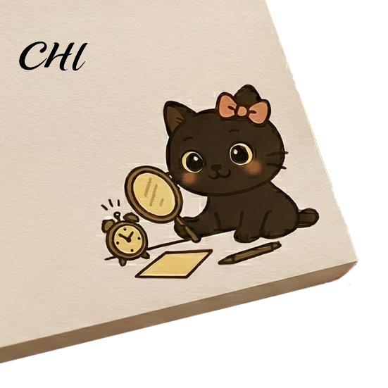 Paper Note Pad Cartoon Cat Self-Stick 50 Sheets/Pad Self-adhesive Super Sticking Power Memo Post Stickies Office School Supplies