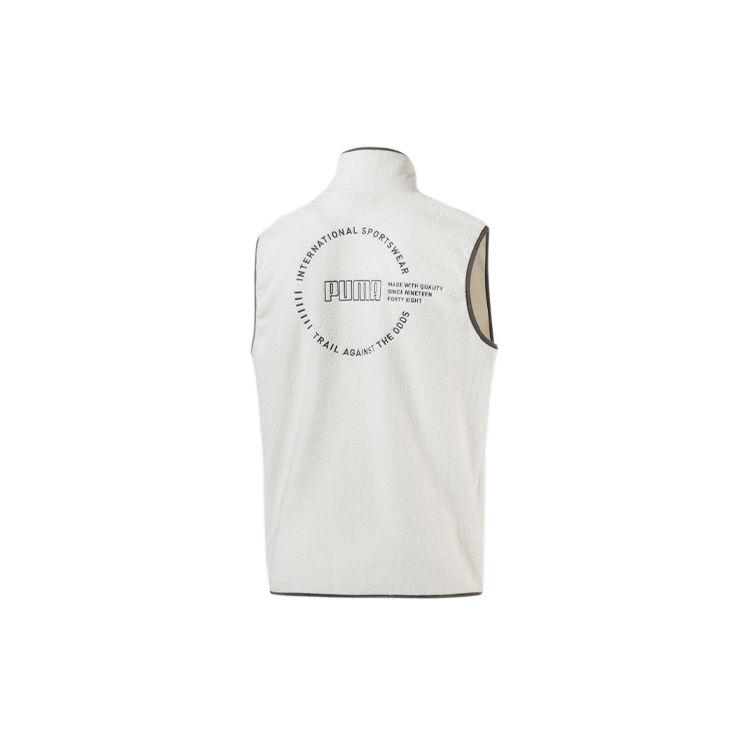 Puma Embroidered Logo Warm Casual Stand Collar Vest Men Vest Off-White 596728-64