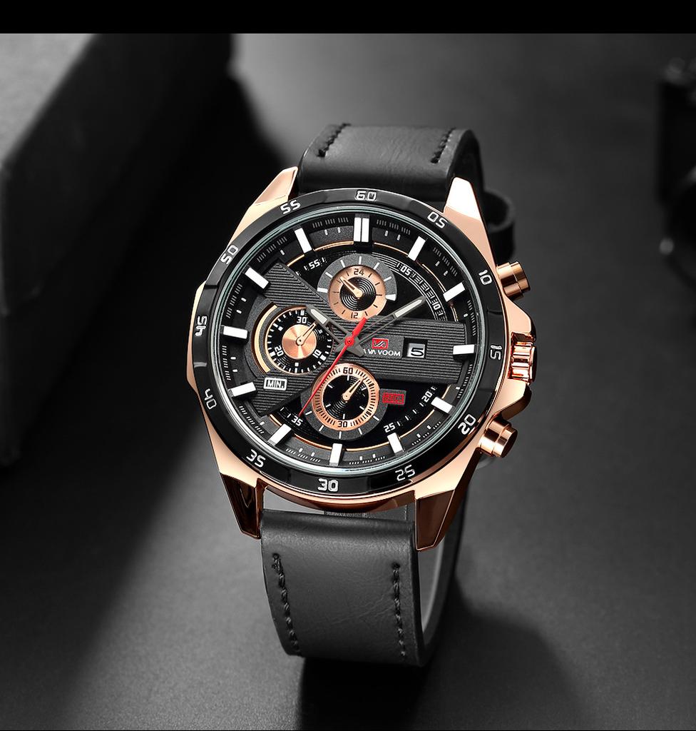 VA VA VOOM Кварцевые часы, мужские спортивные часы с ремнем, бизнес-календарь, водонепроницаемые часы, повседневные кварцевые часы, наручные часы