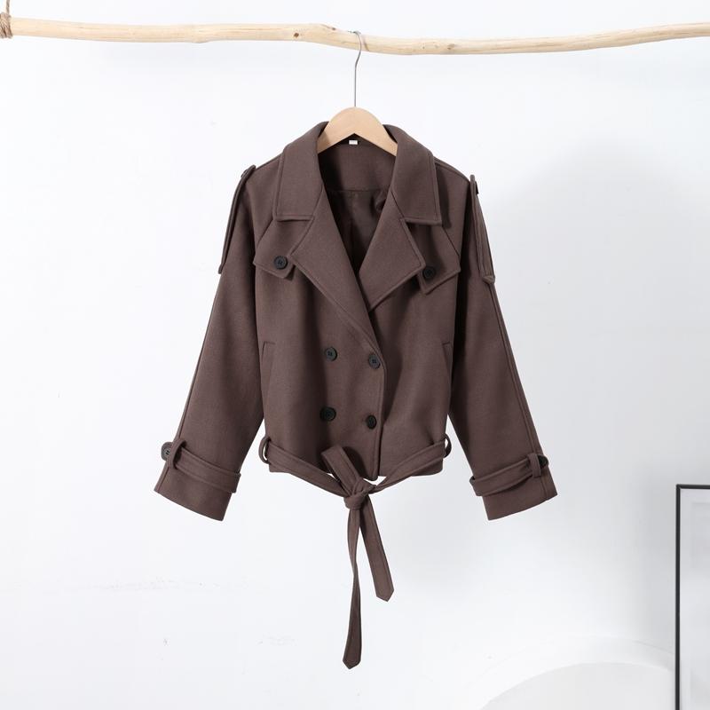 Однотонное двубортное женское пальто с лацканами, длинными рукавами, карманами, женский короткий пиджак 2025 года, весна-осень, верхняя одежда для офисной леди
