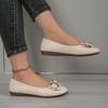 Весенние женские туфли на плоской подошве, балетки с металлической пряжкой, мокасины с бантом, осенние женские балетки, платье, без застежек, офисные лакированные туфли для женщин