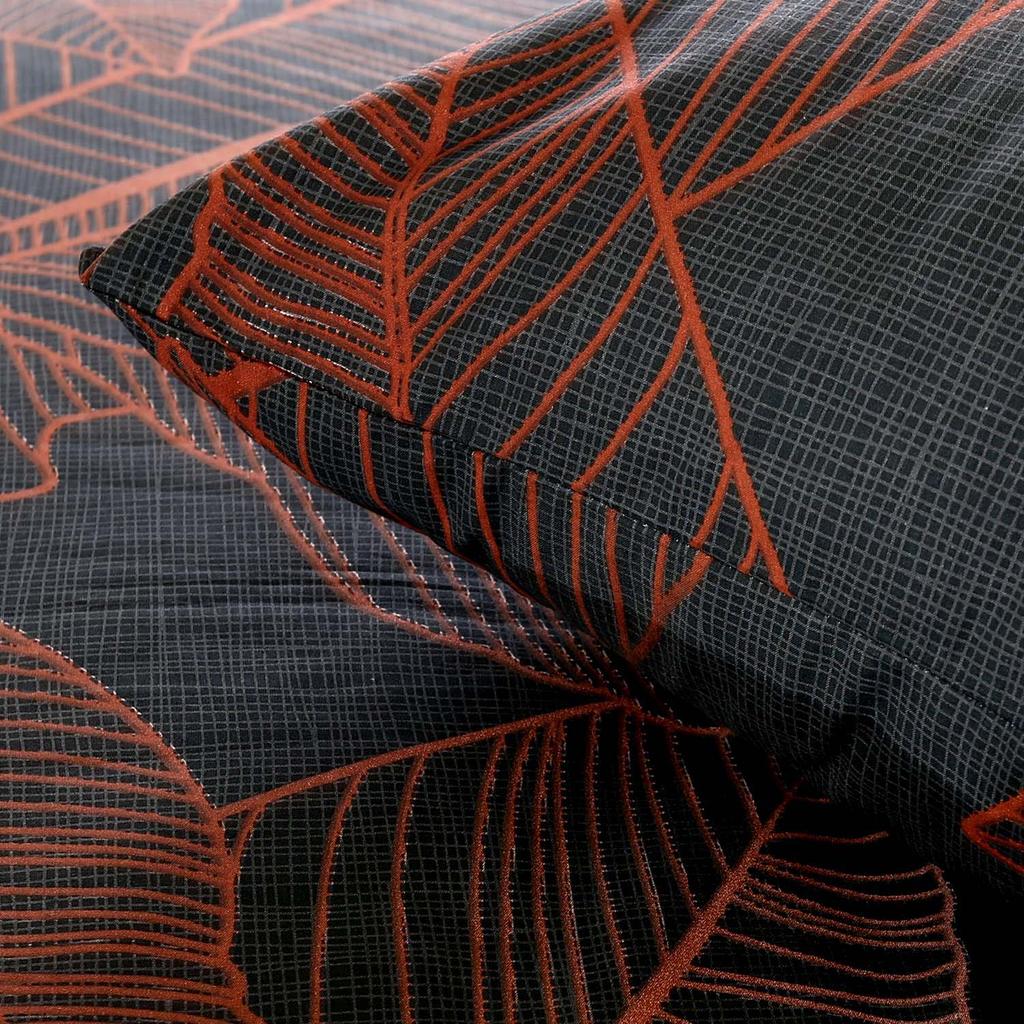 Cotton bedding 220x200 COTTON 100% modern plant pattern graphite background