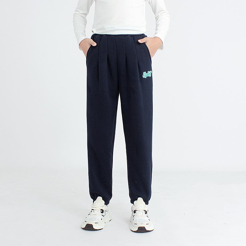 Korean Style Fleece-Lined Winter Sports Sweatpants for Girls