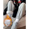 Women's Casual Winter Bundle Feet Pants Straight-leg Fleece-lined Thickened Sweatpants
