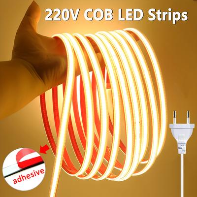 Светодиодная лента 220В Самоклеящаяся COB Светодиодные ленты Не нужен драйвер Гибкая лента для комнаты Кухни
