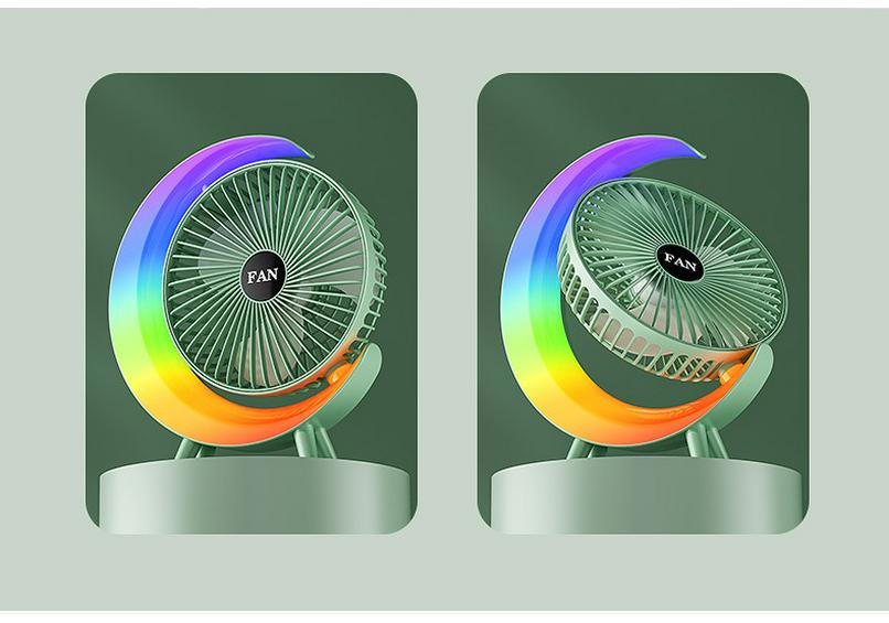 Перезаряжаемый RGB настольный вентилятор: Высокопроизводительный, портативный, для домашнего и офисного использования