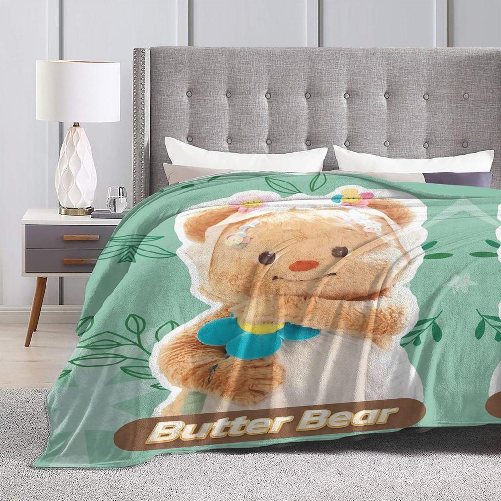 ButterBear Flowers Warm Soft Blankets Decorative Plush Throw Blanket Funny Outdoor Flannel Bedspread Sofa Bed Cover