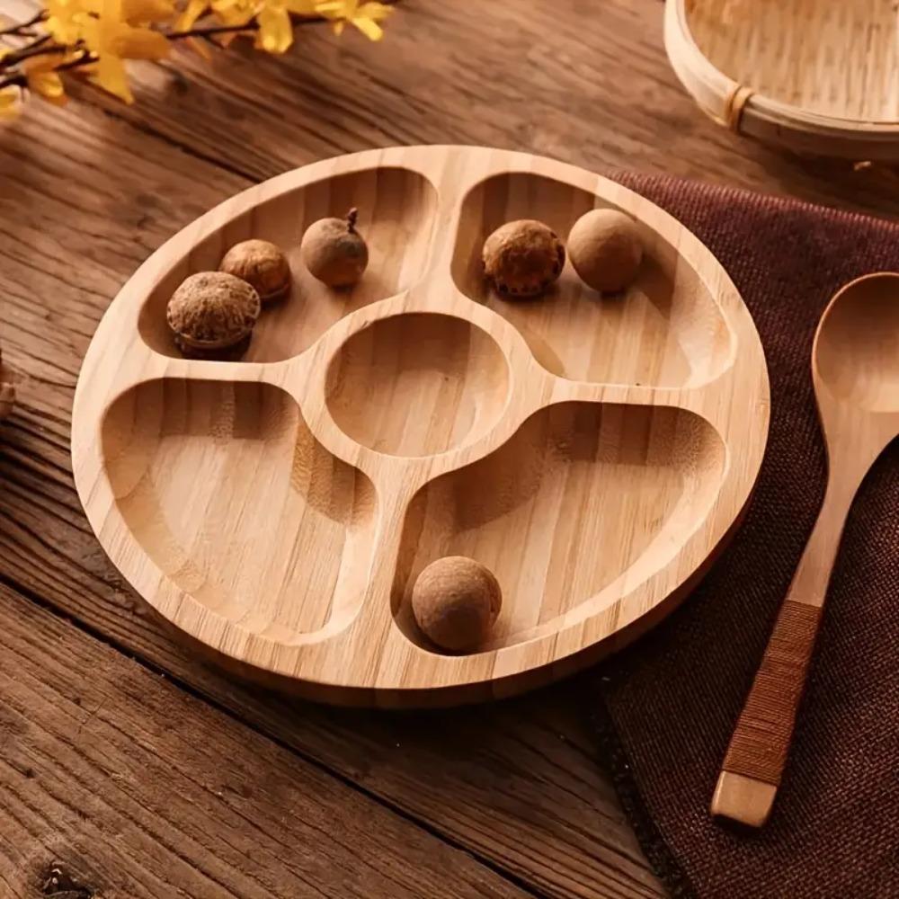 5 Compartments Round Snack Plate 20/25/30cm Fruit Platter Party Dishes Divided Serving Trays Hotel