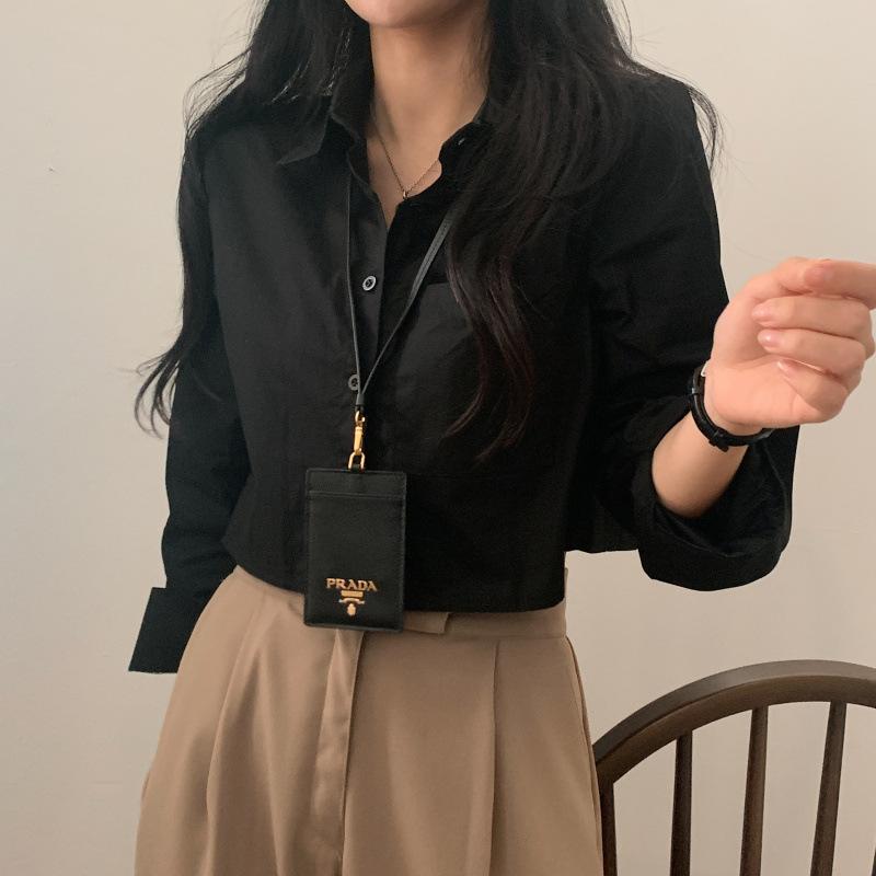 Женская рубашка, удобная и универсальная, для ранней осени, короткая секция внутри белой рубашки, женская рубашка с длинными рукавами, темперамент, элегантный модный топ