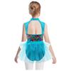 Girls Latin Dance Dress Sleeveless Cutout Back Tassels Shiny Sequins Color Block Performance Costume
