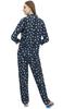 Black Button-Down Shirt Elastic Waist Pajama Pants 2 Pcs Night Wear